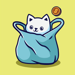 illustration of a cute cat character with his behavior