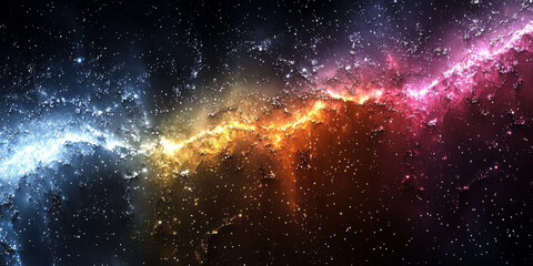 Naklejka premium A vibrant nebula in space with swirling colors and twinkling stars.