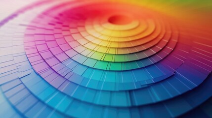 Obraz premium A colorful circle with a rainbow pattern. The colors are bright and vibrant, creating a sense of energy and excitement. The circle is surrounded by a series of smaller circles