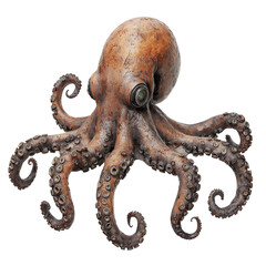 Fototapeta premium A realistic digital rendering of an octopus with eight tentacles and large eyes. The octopus is isolated on a black background.