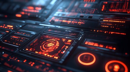 Obraz premium Overlay of tech HUD elements on a smooth muted surface