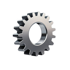 A single silver gear isolated on a black background.