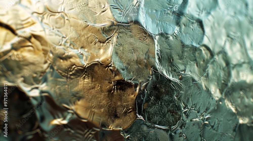 Aufkleber a shiny, metallic surface with a pattern of circles. the circles are of different sizes and are arra