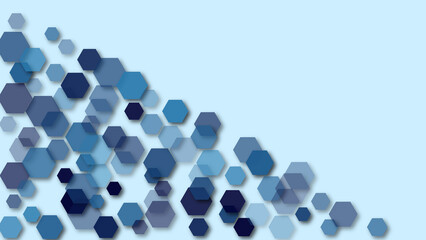 Modern abstract hexagon pattern in hues on a light and dark background, perfect for tech and minimalist designs.