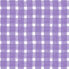 Seamless violet checkered background. Watercolor hand drawn pattern for fabric, textile, wallpaper, home decor prints, wrapping paper