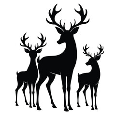 Deer Silhouettes Vector Graphics Collection.