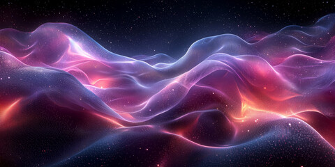 Obraz premium Abstract digital art with glowing, colorful waves.