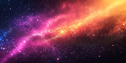 Fototapeta premium A swirling galaxy of pink, orange, and blue glitter.