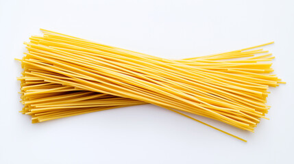 Top View of Boiled Spaghetti on White Background