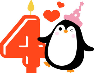 Cute little Penguin and Number
