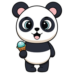 Obraz premium Cute Baby Panda Cartoon Character Vector Illustration on White Background
