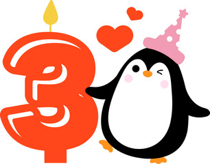 Cute little Penguin and Number