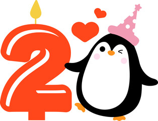 Cute little Penguin and Number