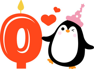 Cute little Penguin and Number