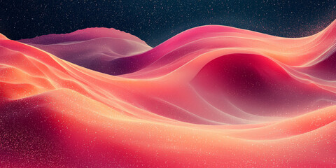 Abstract red and orange flowing landscape.