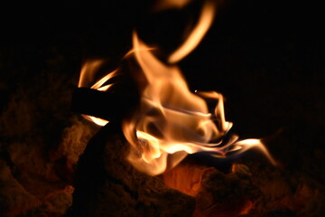 soft flames from burning fire
