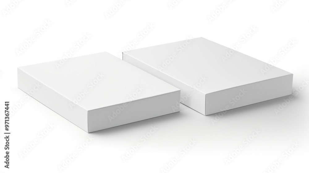 Poster two white boxes are placed on a white background. the boxes are identical in size and shape