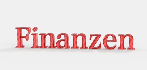Stylized 3D Text Representation of the Word 'Finanzen'