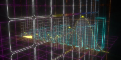 Futuristic Data Visualization with 3D Graphs and Grids