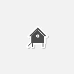 Chicken coop icon sticker isolated on gray background