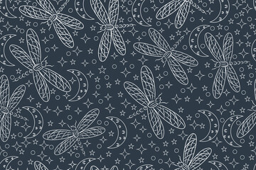 Obraz premium Dragonfly seamless pattern for fabric, background, wrapping, wallpaper, etc
