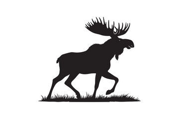Moose silhouette vector illustration, Moose silhouette vector, Moose silhouette PNG 