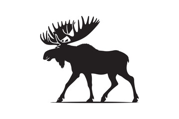Moose silhouette vector illustration, Moose silhouette vector, Moose silhouette PNG 