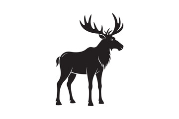 Moose silhouette vector illustration, Moose silhouette vector, Moose silhouette PNG 