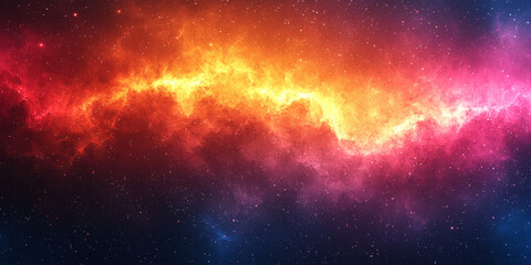 Fototapeta premium Cosmic clouds of orange and red glow against a dark, starry backdrop.