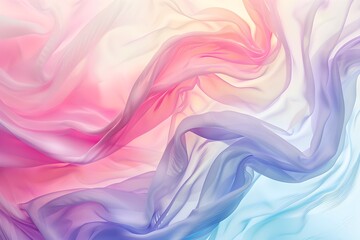 Obraz premium A delicate abstract design of flowing pastel fabric in shades of pink, purple, and blue, creating a soft, airy texture with gentle wave-like folds.