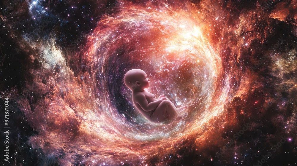 Wall mural baby in the cosmos