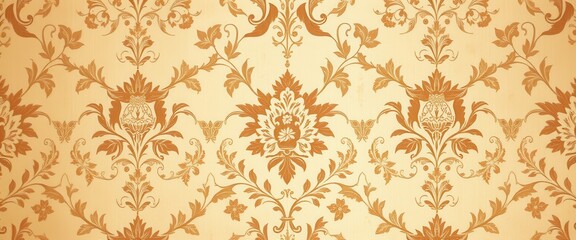 Fototapeta premium Vintage Floral Wallpaper with a Golden Brown Design
