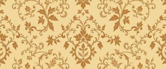 Intricate Gold Floral Pattern on Cream Background