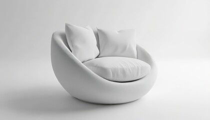 White Armchair with Cushions.
