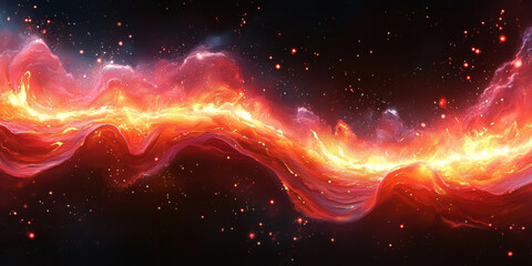 Obraz premium A fiery nebula glows in the vast expanse of space.