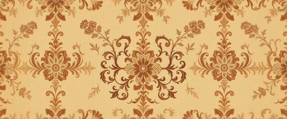 Obraz premium Intricate Brown Floral Pattern on a Beige Background