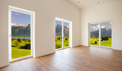 Eine leere Neubau-Wohnung in Traumlage mit freiem Blick in die Natur - FOTOMONTAGE