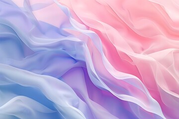 Obraz premium A soft, flowing fabric design in pastel hues of pink and blue, creating a gentle, airy texture with smooth, wave-like folds.