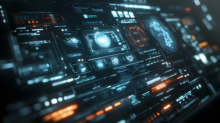 Obraz premium High-tech HUD displays integrated on a smooth muted background