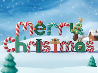 Obraz premium Festive Merry Christmas with Winter Village