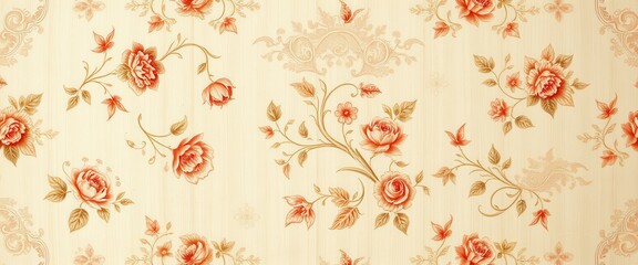 Intricate Floral Pattern on Light Wood Background