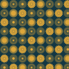 Fototapeta premium Boho geometrical flowers seamless vector pattern