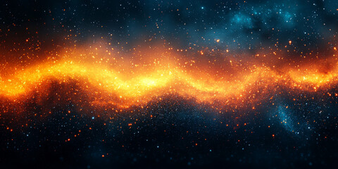 Fototapeta premium A cosmic nebula with a swirling band of orange and yellow light.