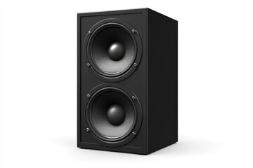 Obraz premium A new black bookshelf speaker isolated on white background. Clipping path.