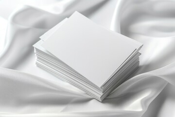 A stack of white business cards on a white background. The cards are all blank, and the image conveys a sense of professionalism and formality
