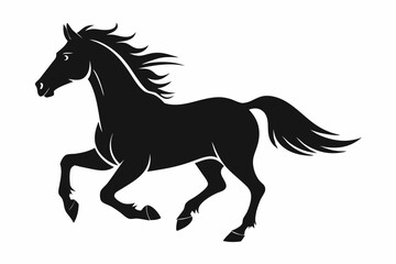 running horse silhouette, galloping horse silhouette vector, horse icon vector
