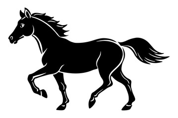 running horse silhouette, galloping horse silhouette vector, horse icon vector

