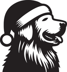 Merry Christmas Santa Cute dog silhouette vector design 