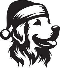 Merry Christmas Santa Cute dog silhouette vector design 