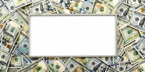 Elegant Border Frame Design with Dollar Bills and Credit Cards for Banking and E-commerce Marketing - Large Center Copy Space for Financial Themes